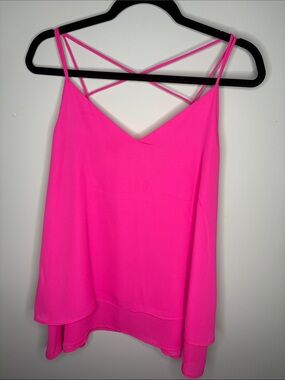 Bright Pink Double-Strap V-Neck Cami